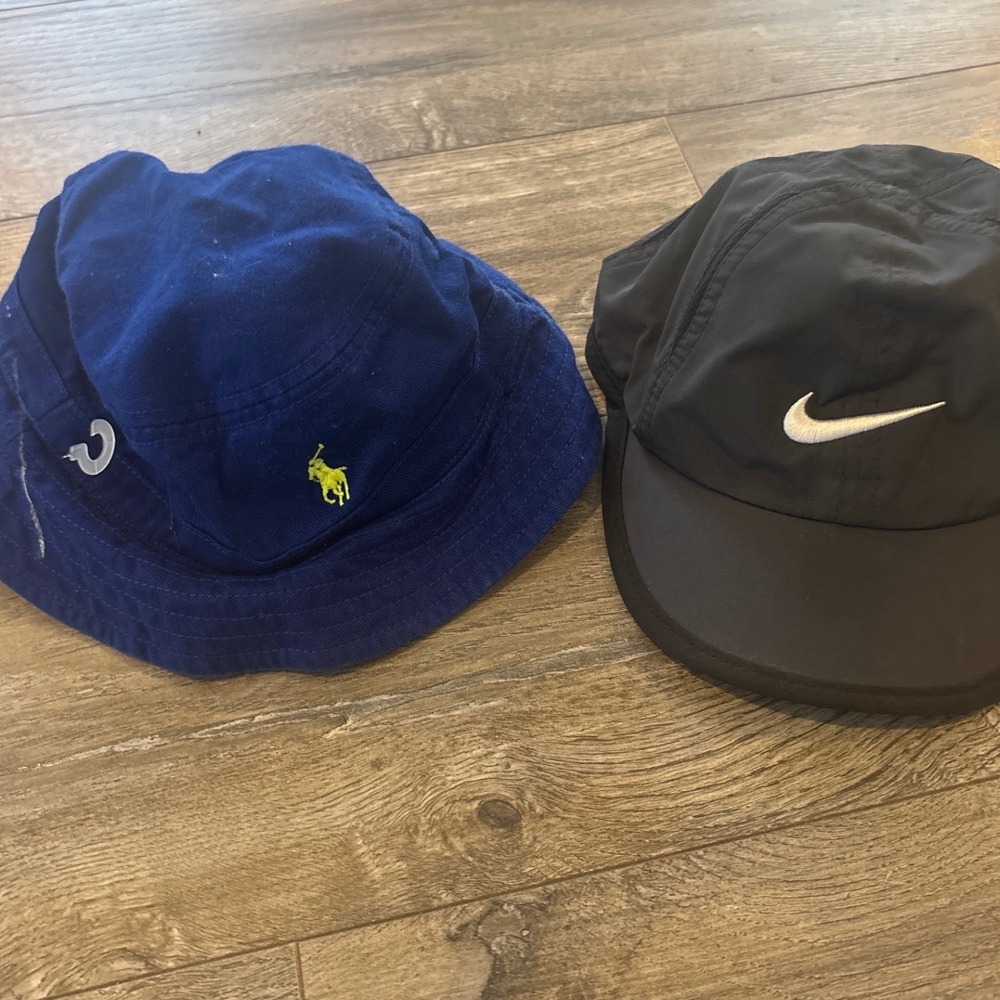 Nike Dri-FIT Black Cap & Polo Ralph Lauren Blue Bucket Hat Infant 12M-24M Bundle